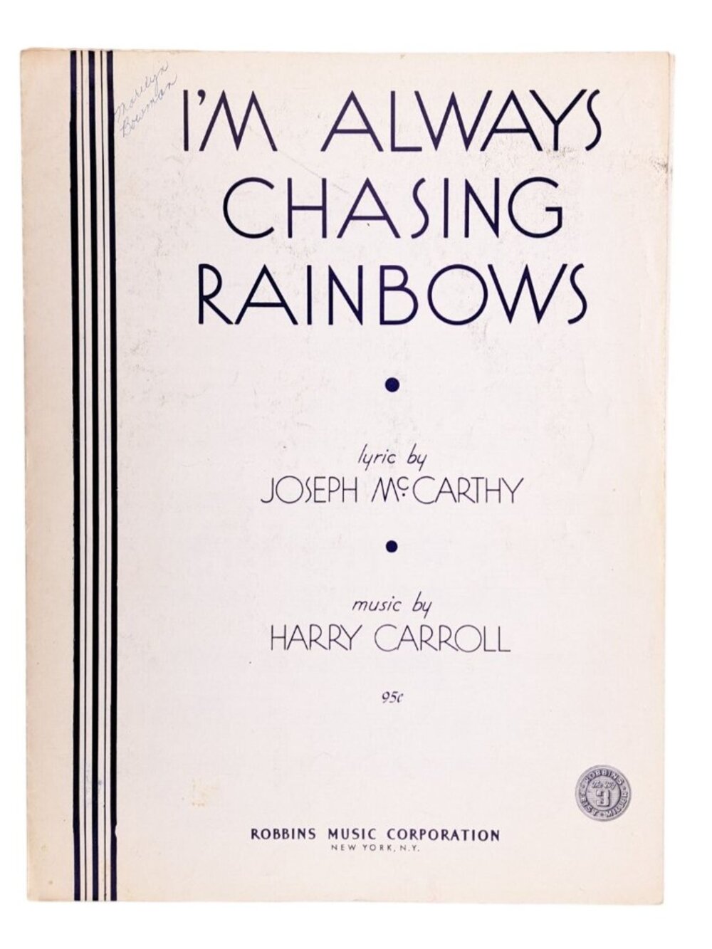 Vintage I'm Always Chasing Rainbows Sheet Music McCarthy Carroll 1946 Garland